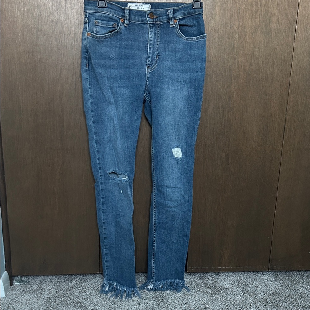 Free People Distressed Blue Jeans
